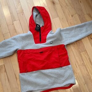 Montec Men's Red and Gray Pullover Fleece Hoodie- XL- NWT